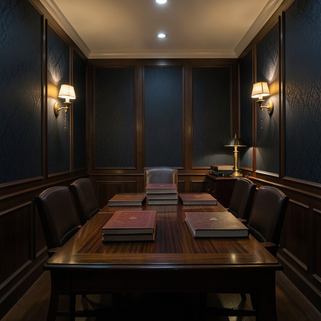 Quiet Bangkok consulting office with claims report binders on a long meeting table